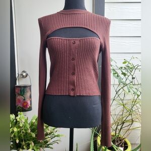 Brown cut out top